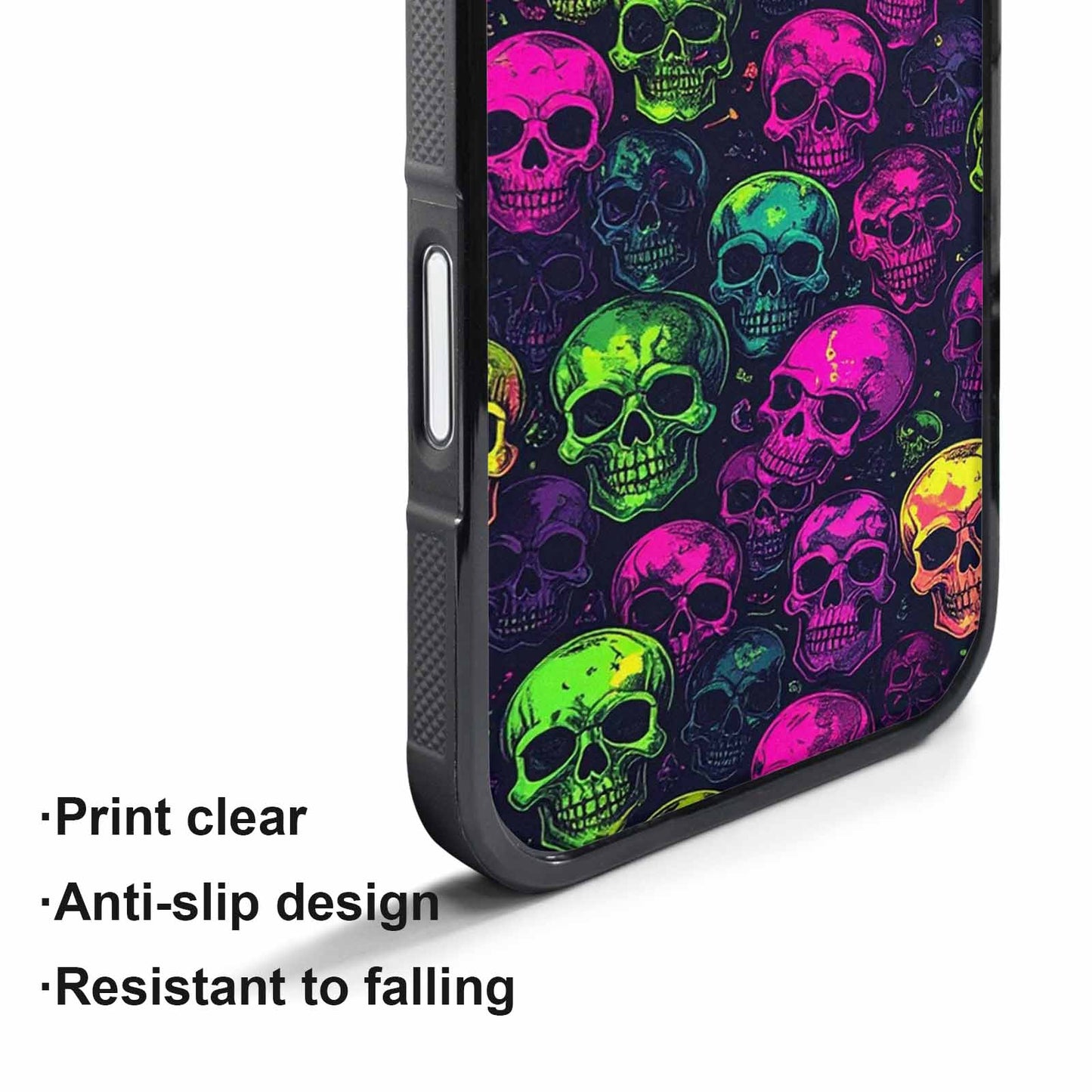 iPhone 17 Pro Case — Skulls Neon Punk Small Skull Gothic, Original Design Phone Case