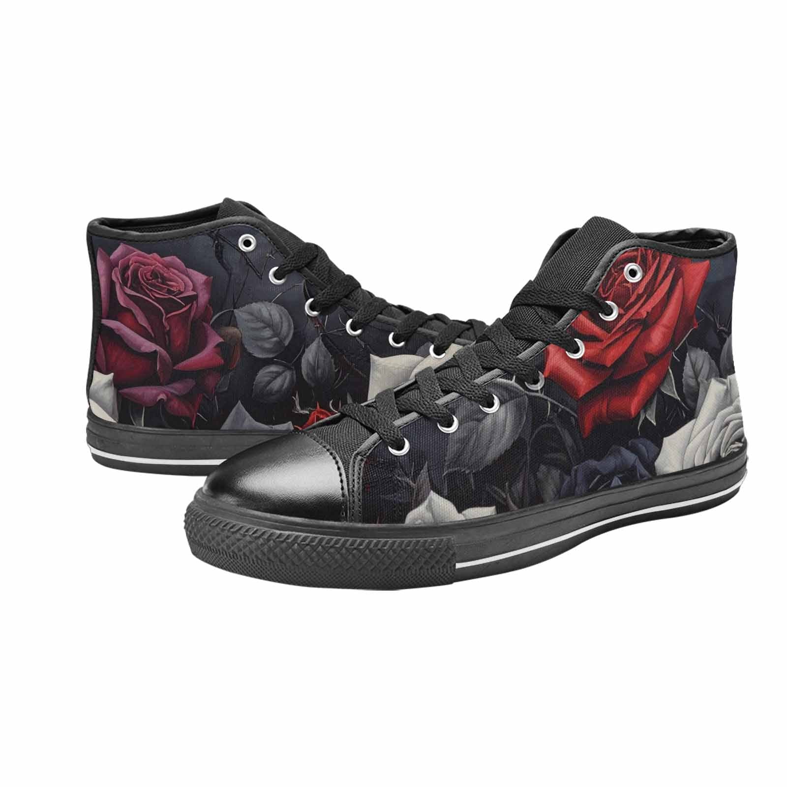 MEN'S Black Gothic Rose High Top Canvas Aesthetic Sneakers