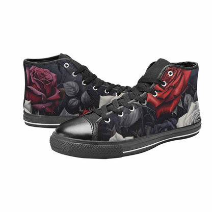 MEN'S Black Gothic Rose High Top Canvas Aesthetic Sneakers
