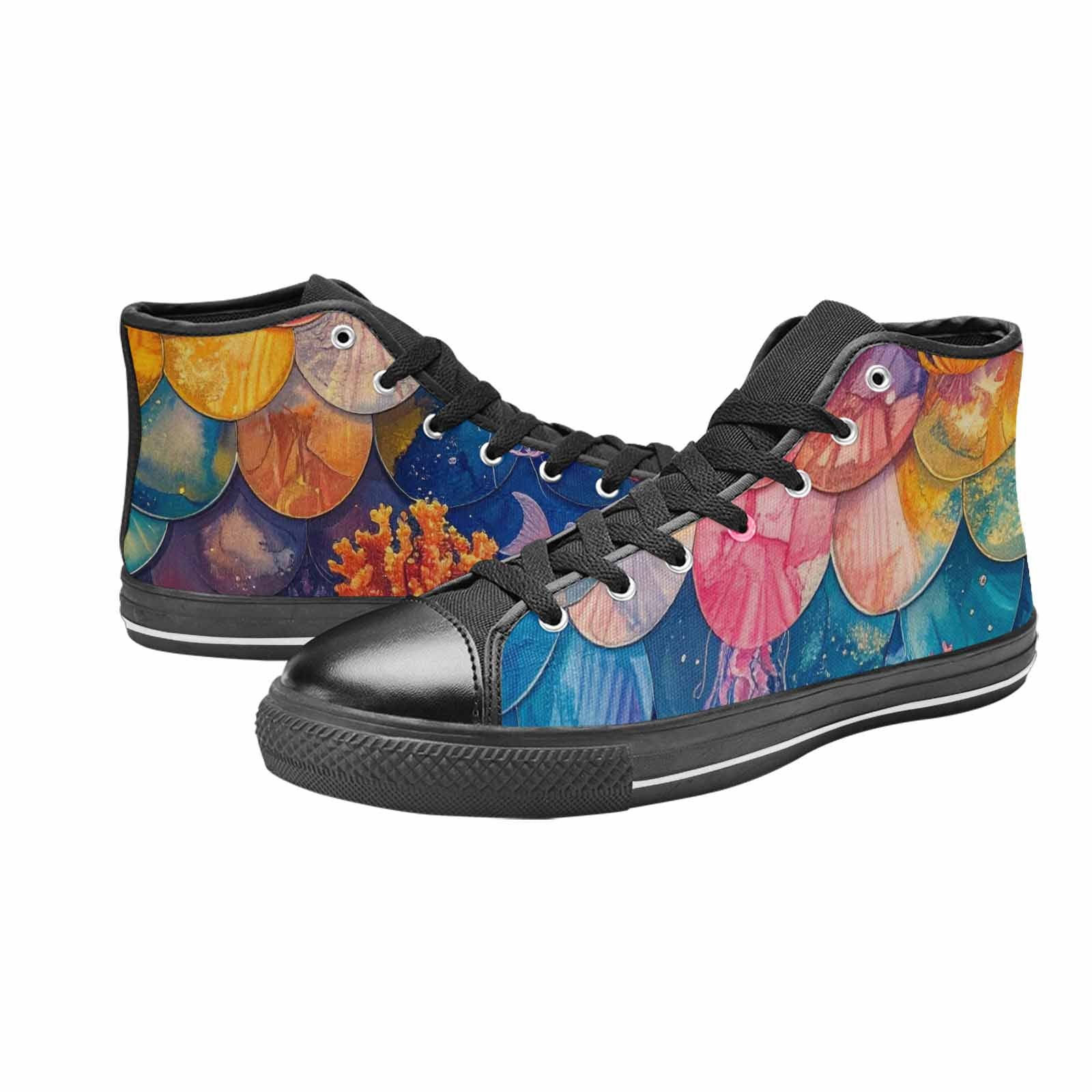 MEN'S Fish Scale Coral High Top Canvas Dreamcore Custom Sneakers