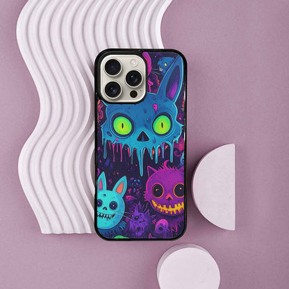 iPhone 16 Pro Max Case — Mixed Toxic Glow Creature Pattern Hundreds, Custom Made Phone Cover