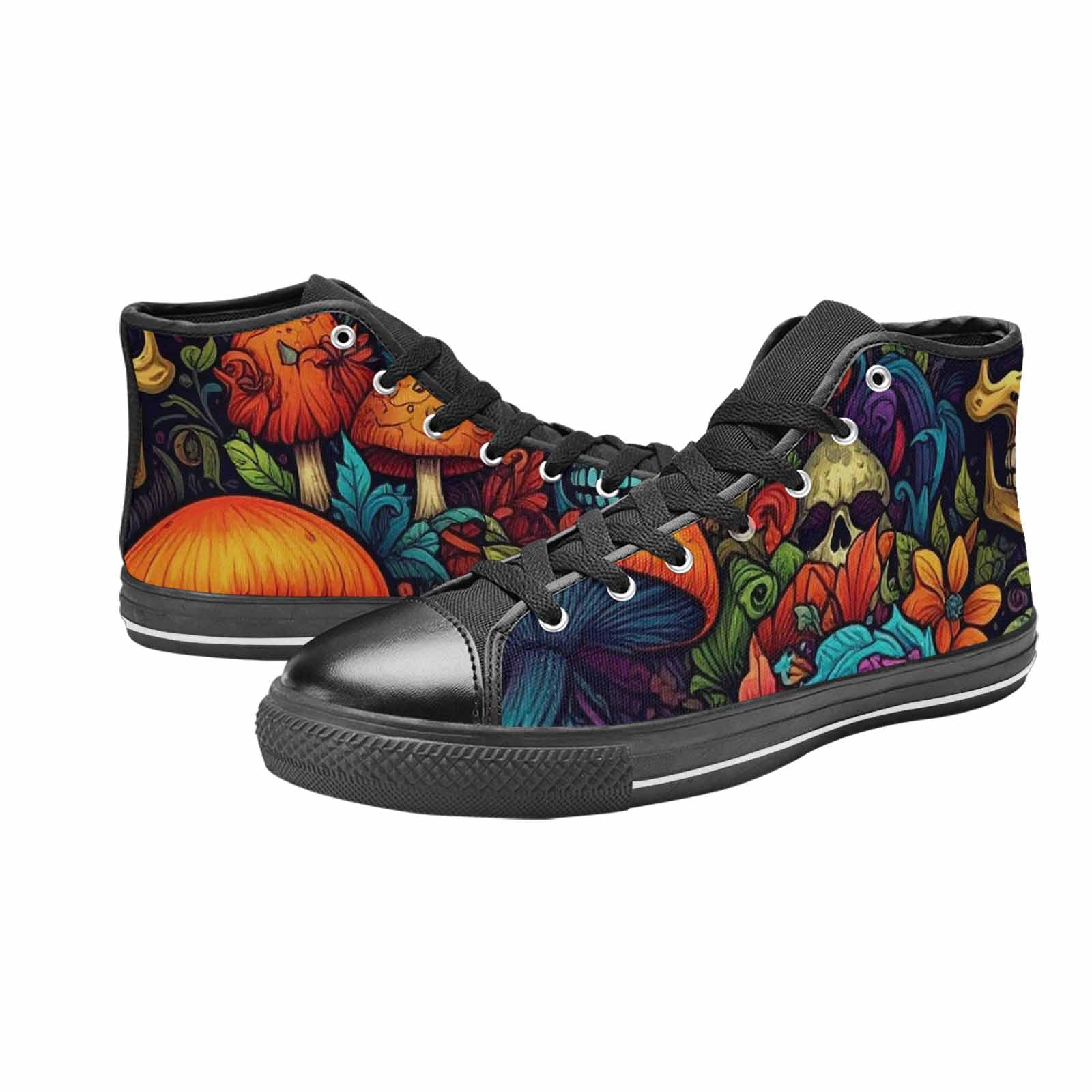 WOMEN'S Mushrooms And Skulls High Top Canvas Aesthetic Shoes