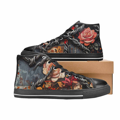 MEN'S Barbed Wire Chain High Top Canvas Neon Fantasy Custom Shoes