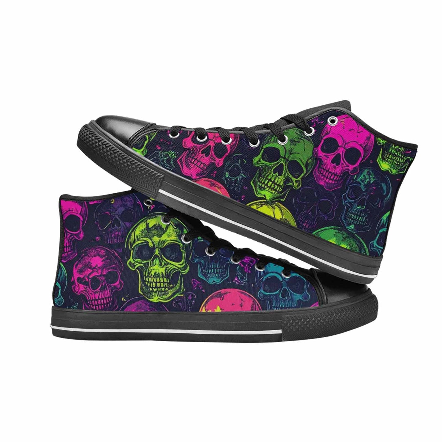MEN'S Skulls - Neon High Top Canvas Y2K Shoes