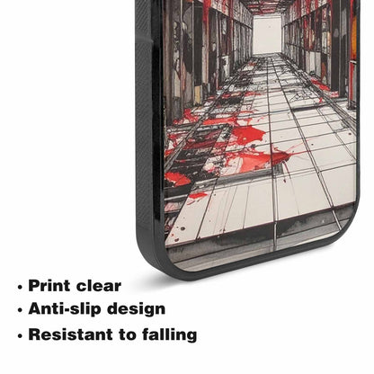 iPhone 15 Case — Liminal Space Fragment Black Red Ink, Custom Art Phone Cover