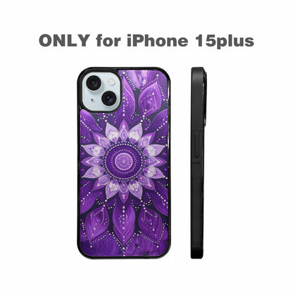 iPhone 15 Plus Case — Purple Mandala Bohemian Print Edge To, Personalized Phone Case