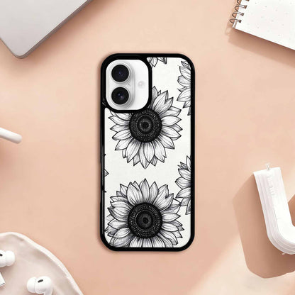 iPhone 17 Case — Minimalist Black Line Art Floral, Unique Phone Case Design
