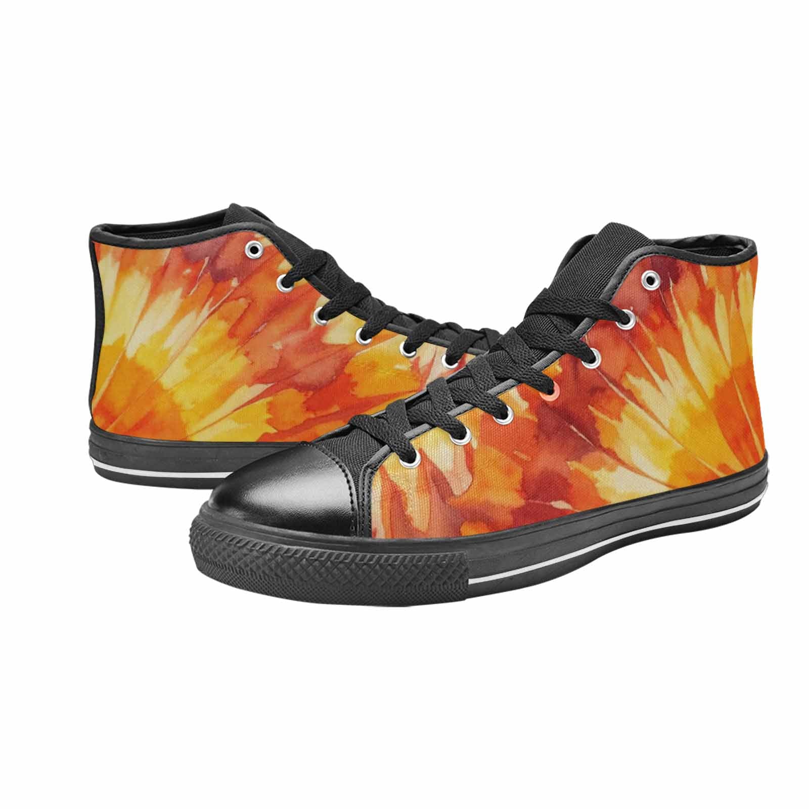 MEN'S Tie Dye Sunburst Rays High Top Canvas Dark Academia Custom Shoes
