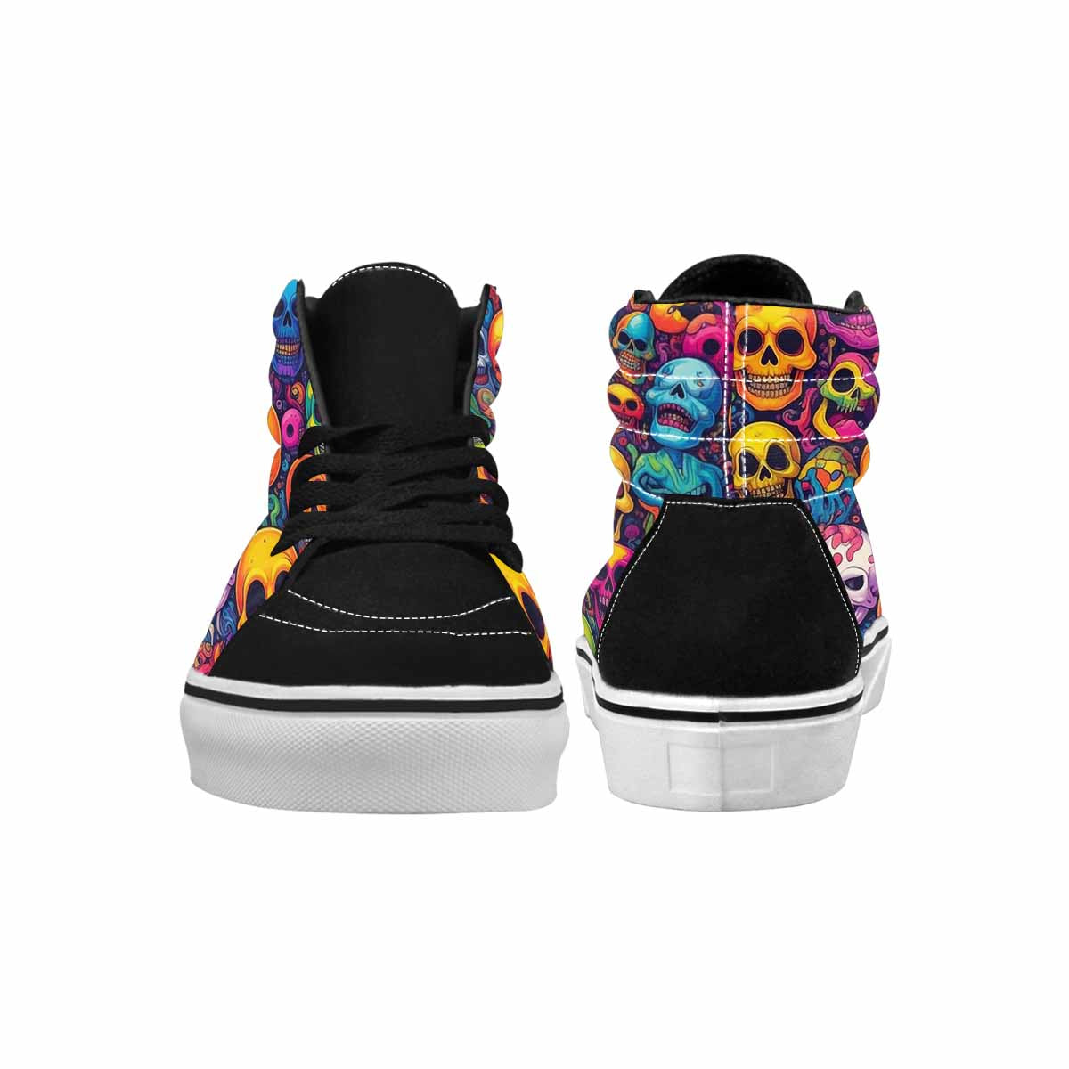 WOMEN'S Skeleton People Face High Top Canvas Surreal Custom Shoes