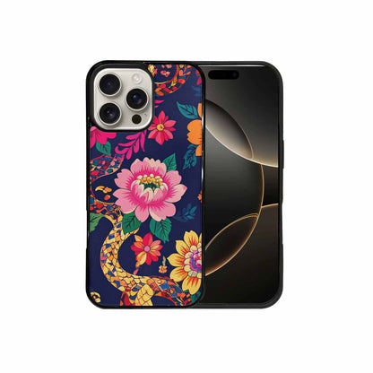 iPhone 16 Pro Max Case — Floral Snake Print Custom, Customized Protective Case