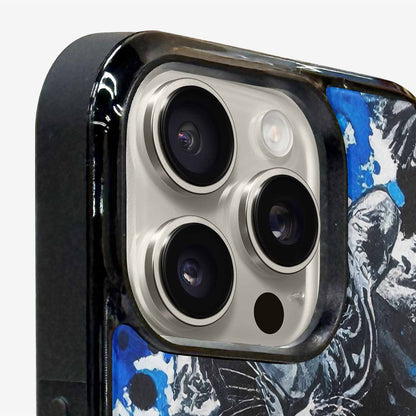 iPhone 15 Pro Max Case — Animal Print Black Blue Ink Animal, Personalized Phone Case