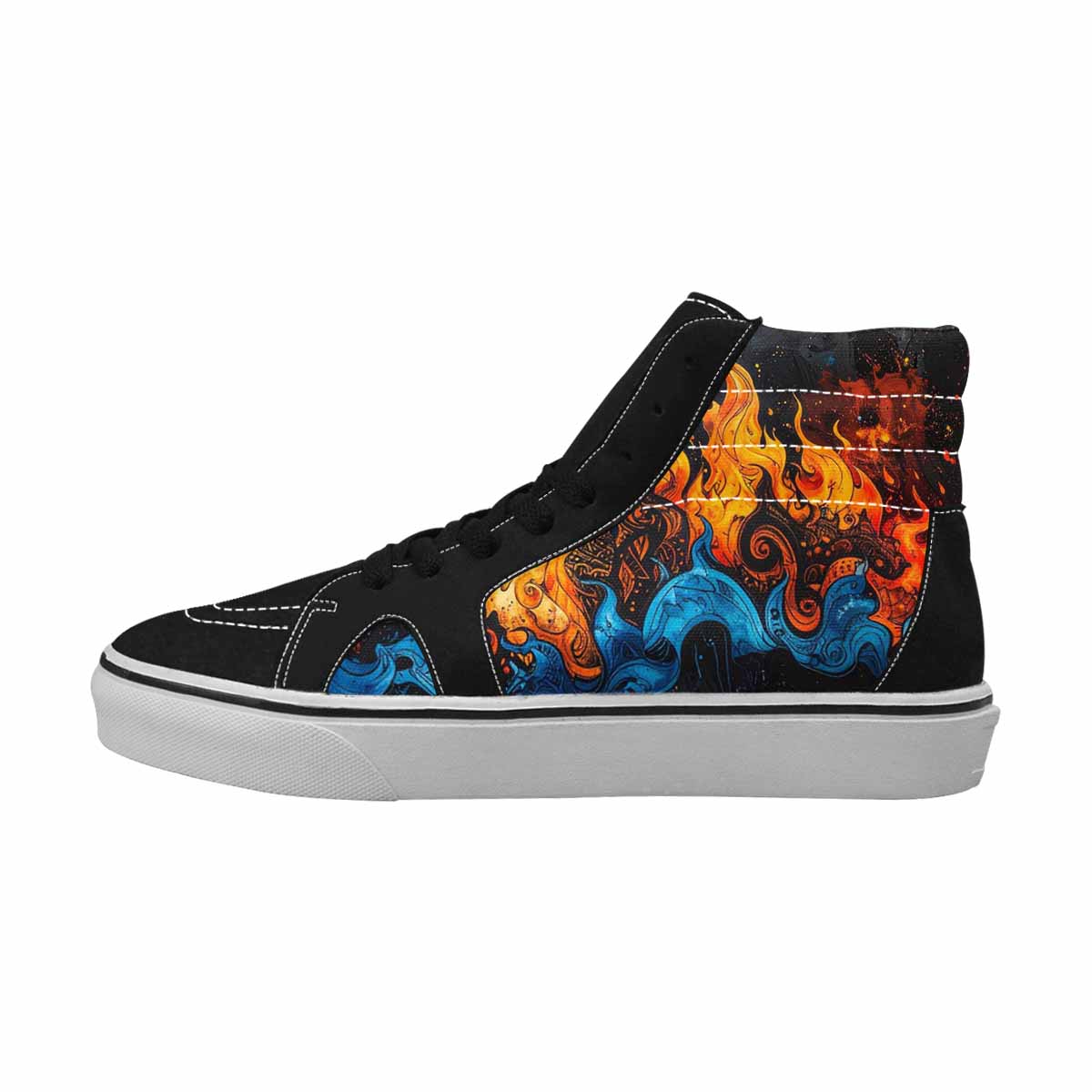 MEN'S Flame Burst High Top Canvas Neon Fantasy Custom Shoes