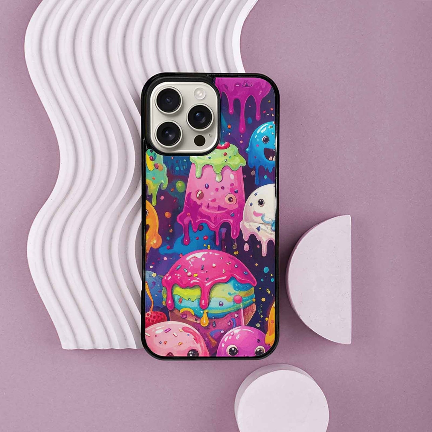 iPhone 16 Pro Max Case — Melting Ice Cream Monster Charac, Custom Art Phone Cover