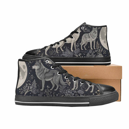 WOMEN'S Wolves Everywhere Collage High Top Canvas Cottagecore Shoes