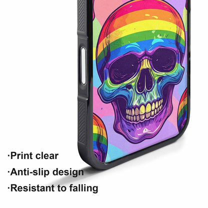 iPhone 17 Pro Max Case — Rainbow Pride Skull Seamless Gothic Skulls, Personalized Phone Case