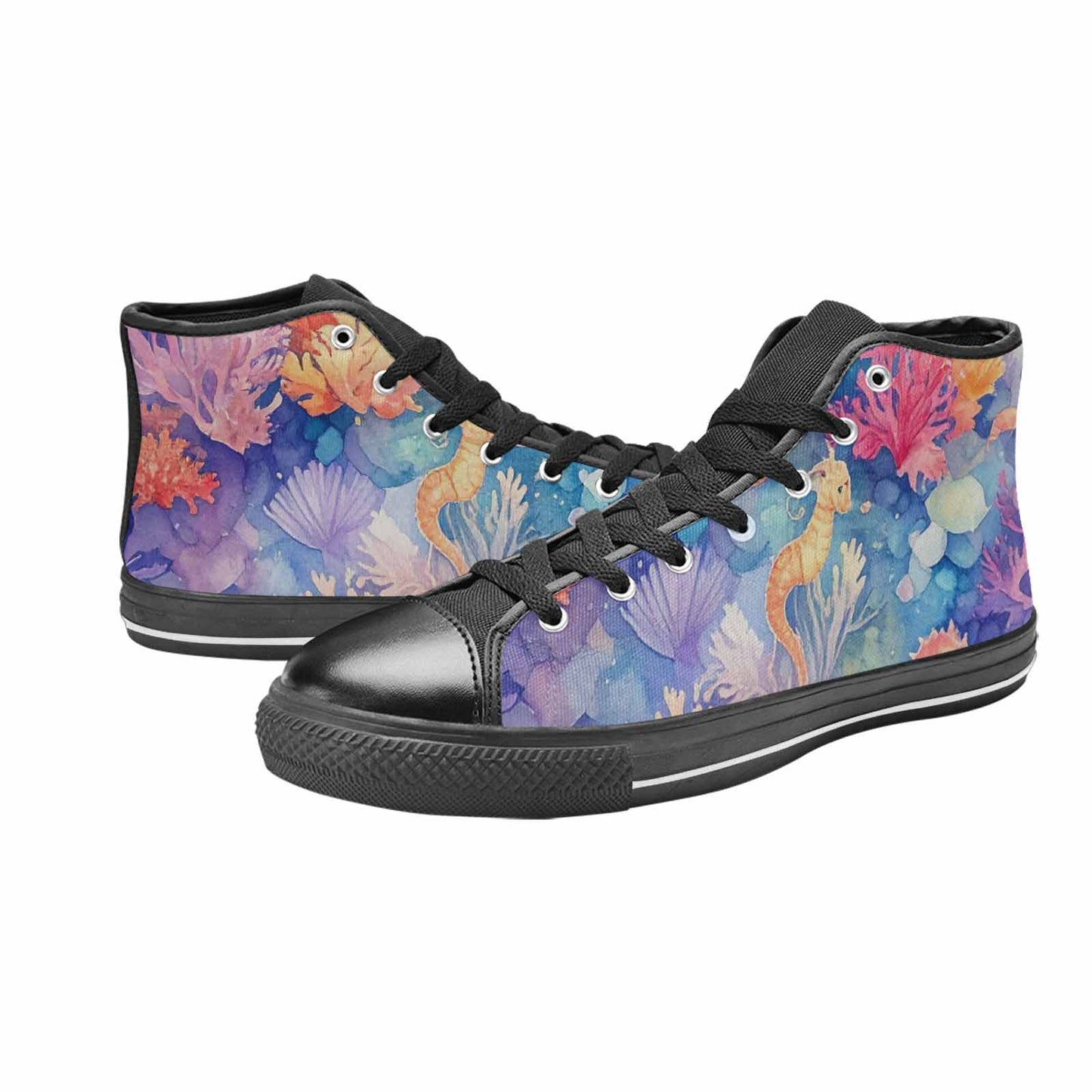 MEN'S Fish Scale Coral High Top Canvas Dark Academia Sneakers