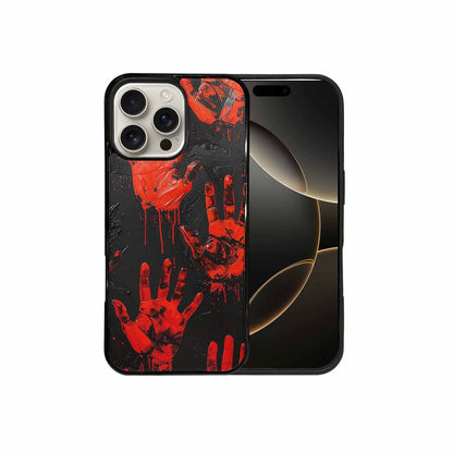 iPhone 16 Pro Max Case — Splatter Paint Art Hand Prints Black, Original Design Phone Case