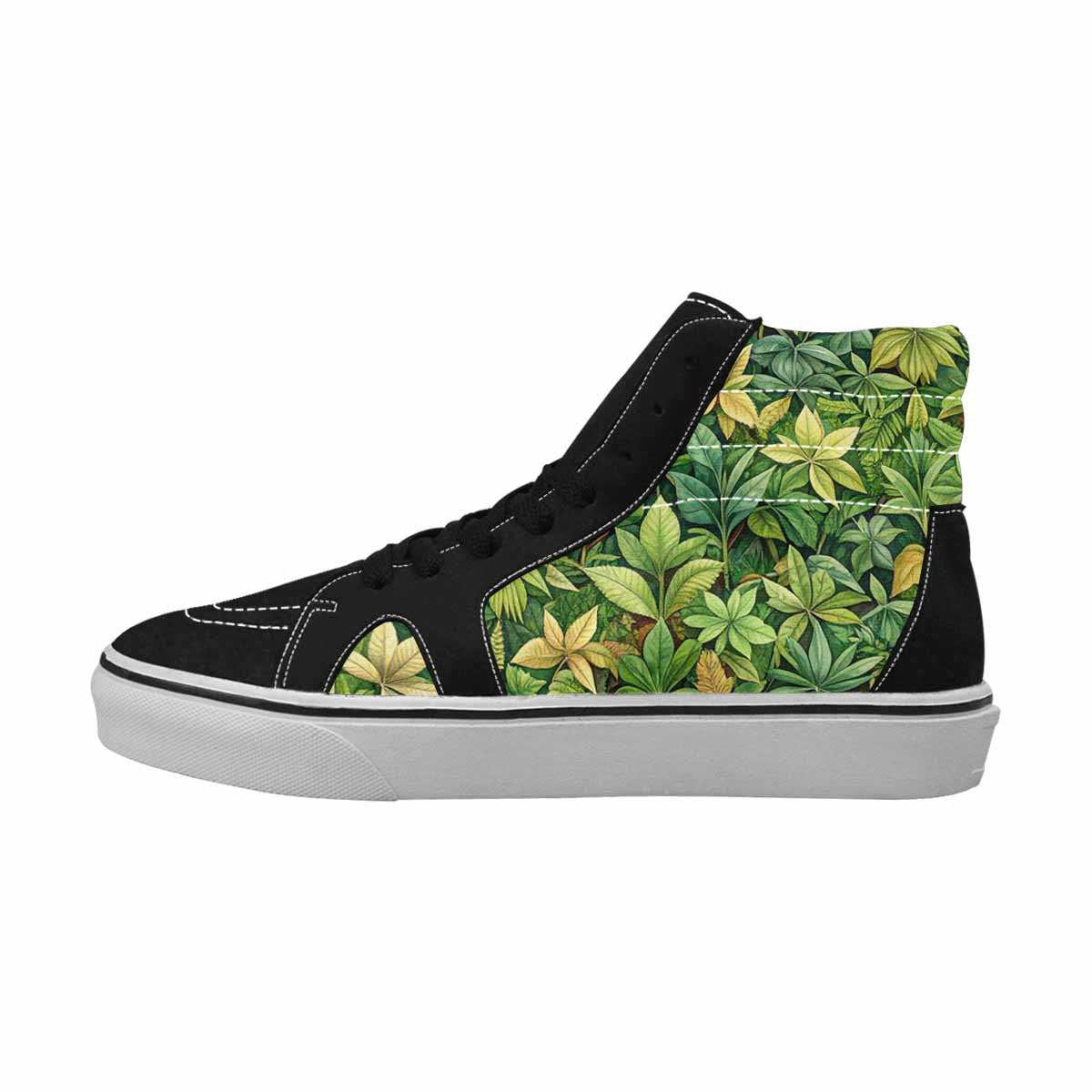 WOMEN'S Seven-Point Palmate Leaf High Top Canvas Vibrant Chaos Custom Sneakers