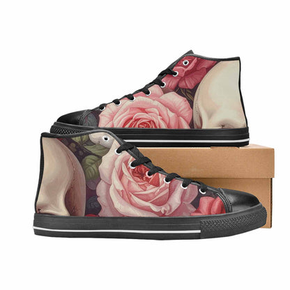 MEN'S Skulls Roses Soft Airbrush High Top Canvas Surreal Custom Sneakers