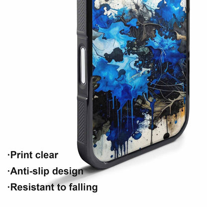 iPhone 17 Pro Max Case — Black &amp; Blue Ink Camo, Unique Phone Case Design