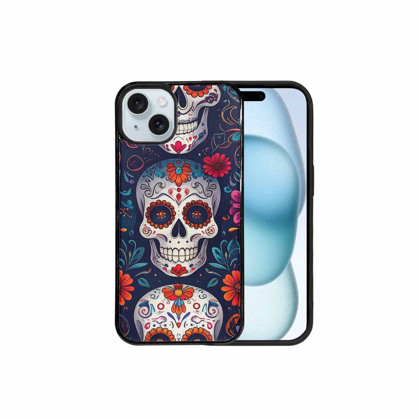 iPhone 15 Plus Case — Day Dead Sugar Skull Art 100s, Original Design Phone Case