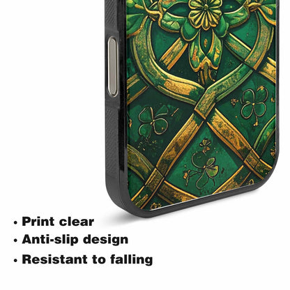 iPhone 15 Pro Max Case — Irish Celtic Knot Pattern Shamrocks Seamless, Customized Protective Case