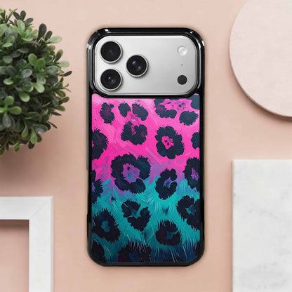 iPhone 17 Pro Max Case — Leopard Neon Pink Teal Airbrush Animal, Custom Printed Phone Case