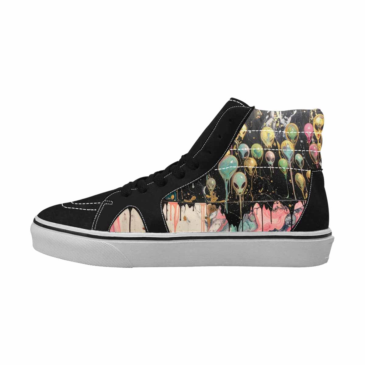 MEN'S Aliens  Marble Melting High Top Canvas Vivid Custom Sneakers