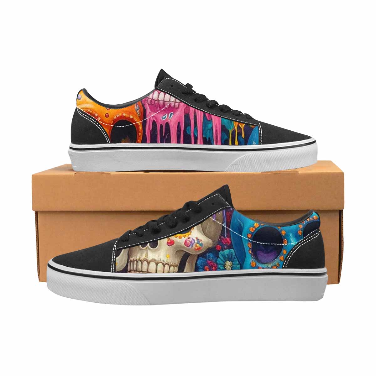 WOMEN'S Sugar Skulls Melting Sugar Lace-Up Canvas Dark Academia Sneakers