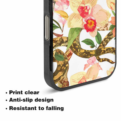 iPhone 16 Pro Max Case — Floral Snake Print, Custom Phone Case