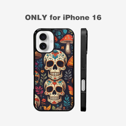 iPhone 16 Case — Mushrooms And Skulls, Custom Made Phone Cover