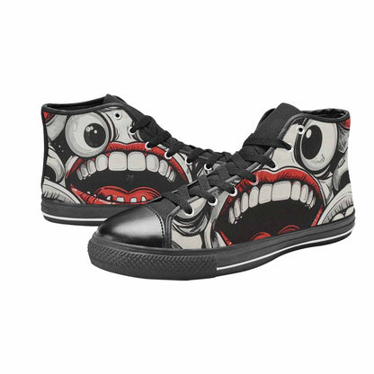 WOMEN'S Googly Cartoon Mouths High Top Canvas Vibrant Chaos Sneakers