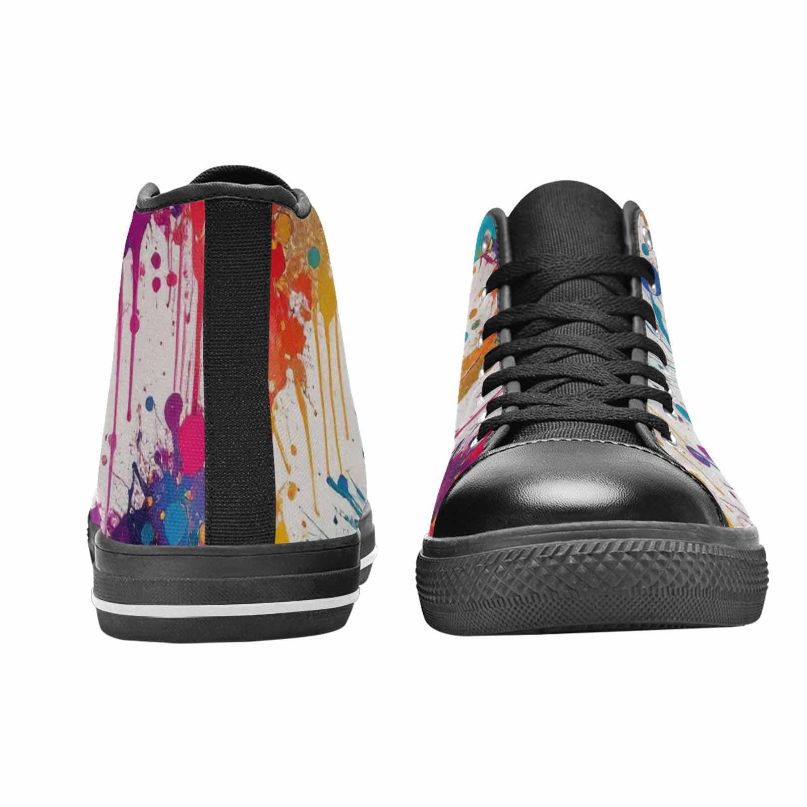 WOMEN'S Paint Splatter High Top Canvas Vibrant Chaos Shoes