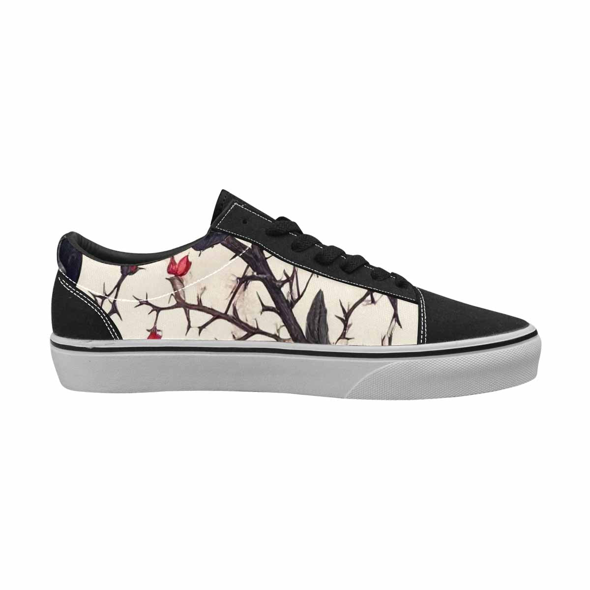 WOMEN'S Skulls - Roses Canvas Lace-Up Cottagecore Custom Sneakers