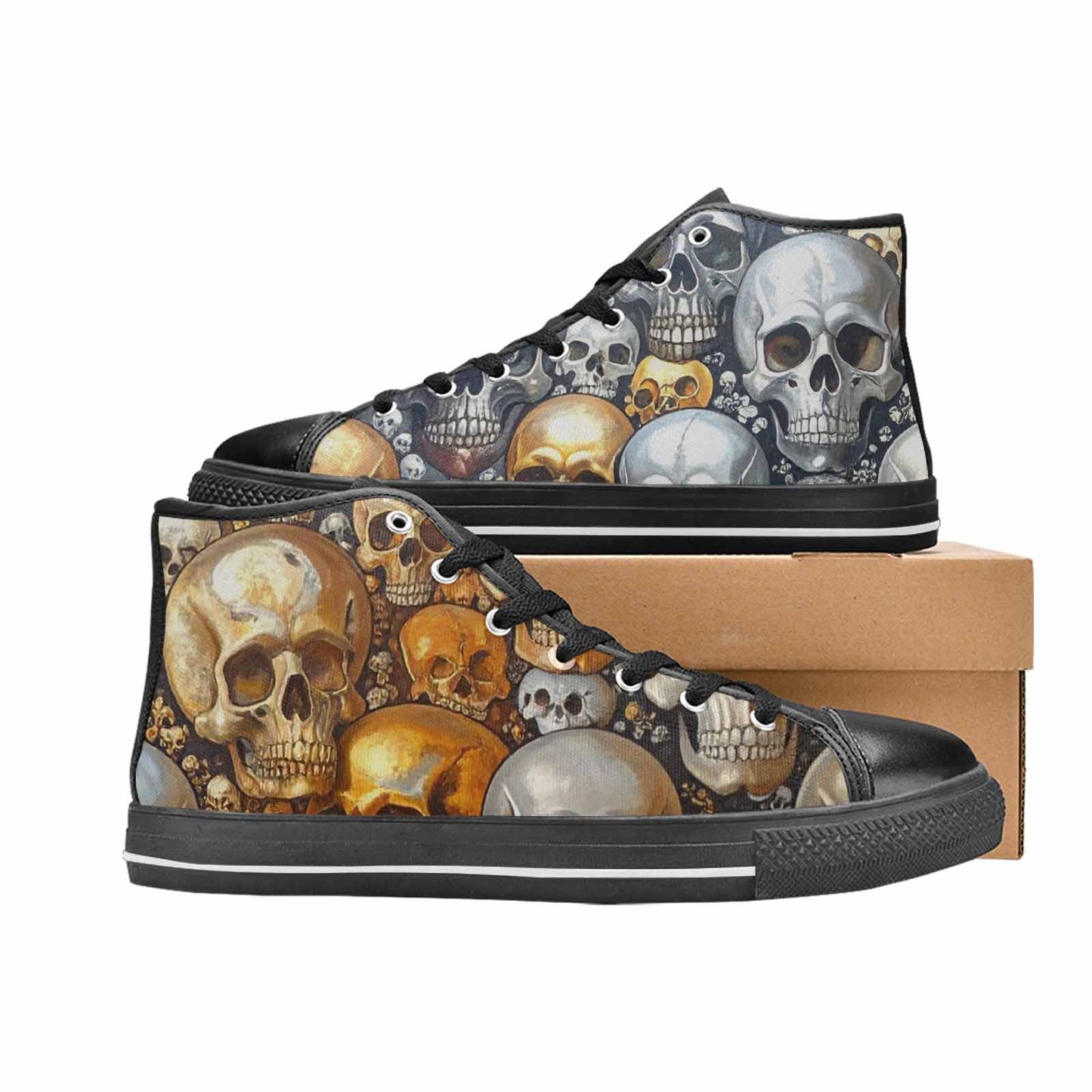 WOMEN'S Skulls - Metallic-Chrome- High Top Canvas Surreal Sneakers