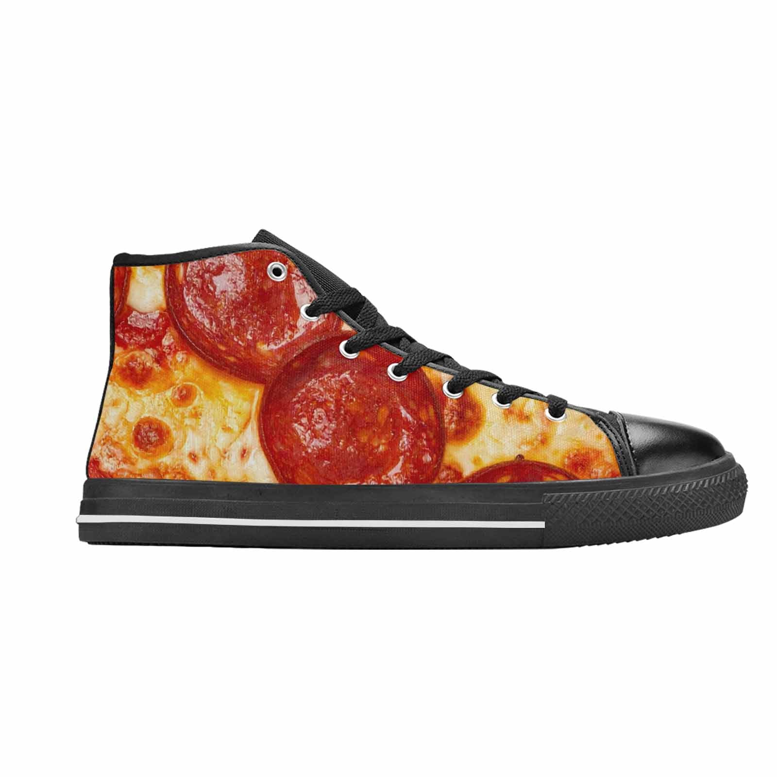 MEN'S Pepperoni Pizza Print High Top Canvas Surreal Sneakers