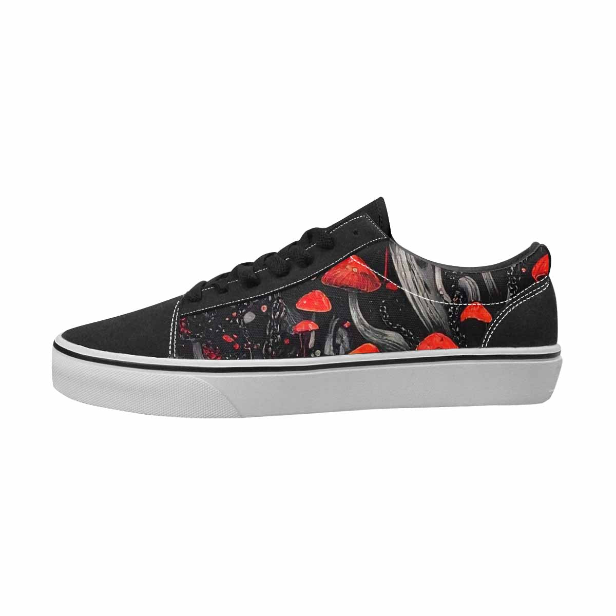 WOMEN'S Mushrooms Black & Red Ink Canvas Made To Order Cottagecore Custom Kicks