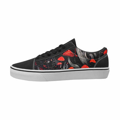 WOMEN'S Mushrooms Black & Red Ink Canvas Made To Order Cottagecore Custom Kicks