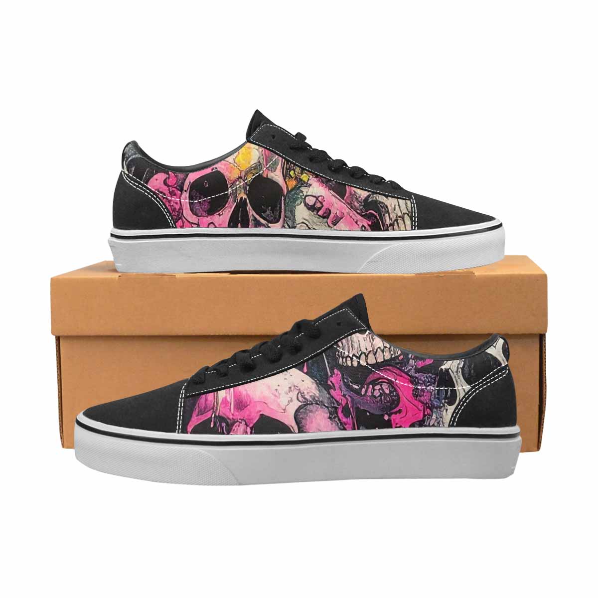 WOMEN'S Rainbow From Skull S Lace-Up Canvas Grunge Shoes