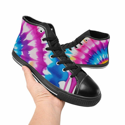 MEN'S Tie Dye Drip High Top Canvas Vibrant Chaos Custom Shoes