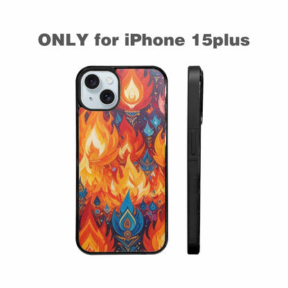 iPhone 15 Plus Case — Flame Burst Full Color Vibrant Flame, Original Design Phone Case