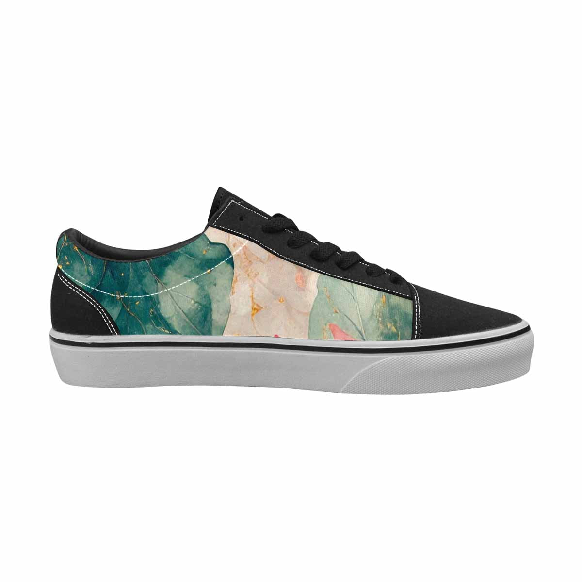 WOMEN'S Marble Floral Canvas Lace-Up Surreal Custom Shoes