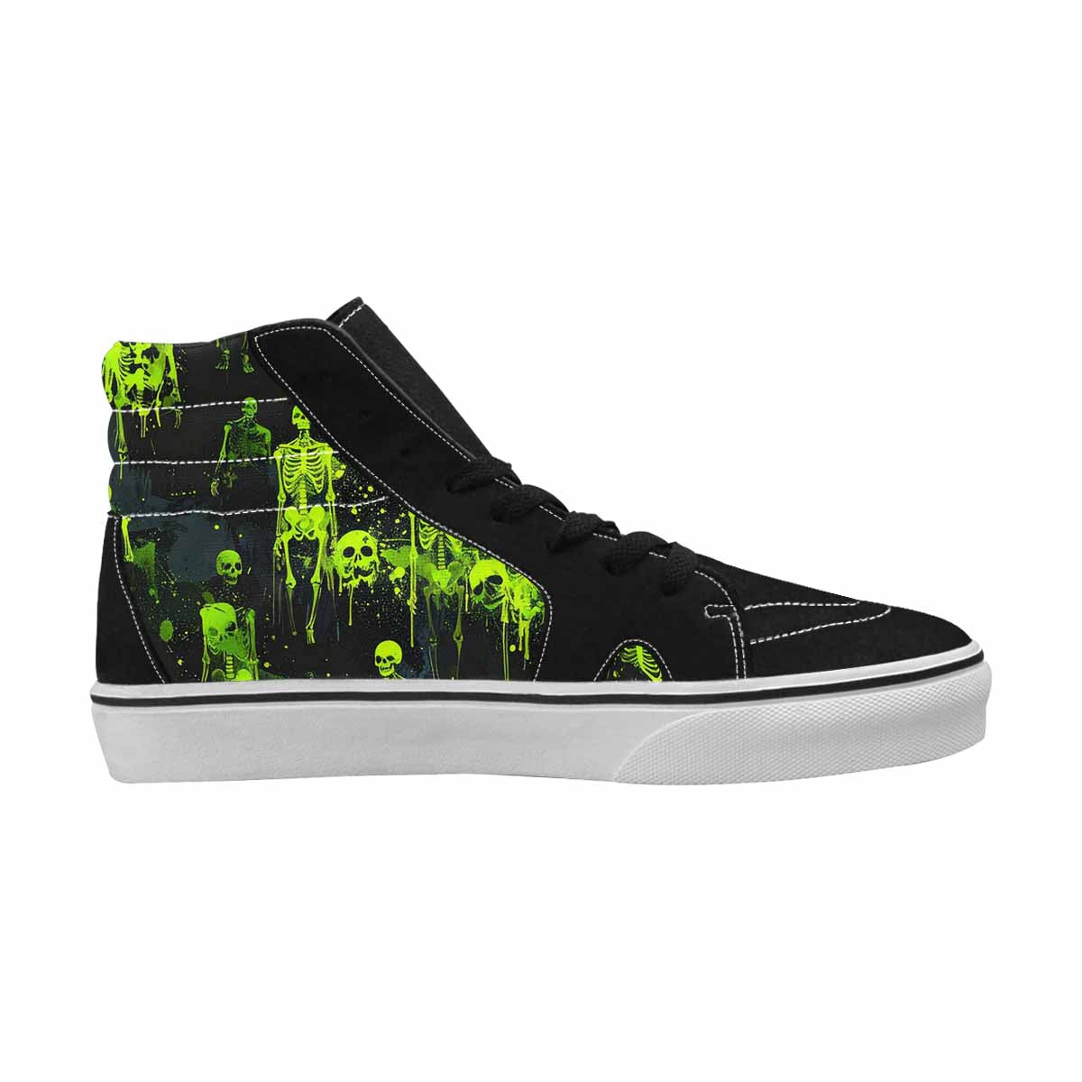 MEN'S Skeletons × Neon Green High Top Canvas Surreal Shoes