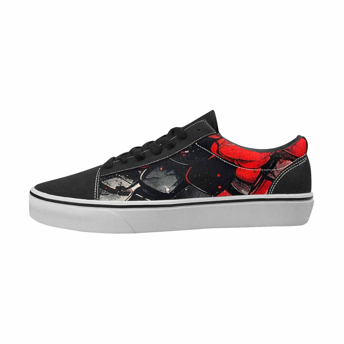 WOMEN'S Reptile Black & Red Ink Canvas Personalized Vibrant Chaos Custom Canvas Shoes