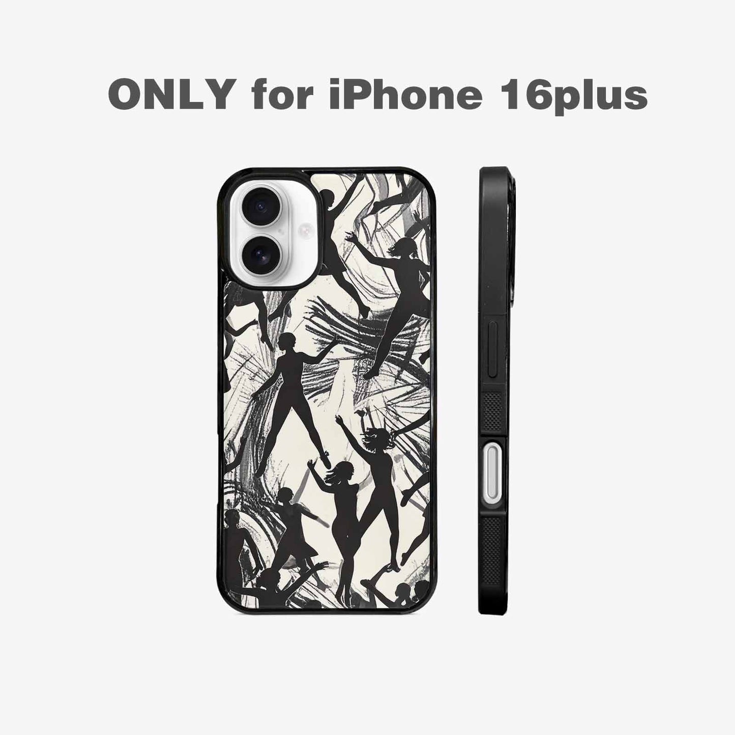 iPhone 16 Plus Case — Bold Dancing Figure Line Art Pattern, Unique Phone Case Design