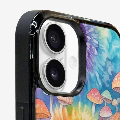 iPhone 16 Plus Case — Mushrooms Tie Dyemushrooms Pat 9i2, Custom Print Case Cover