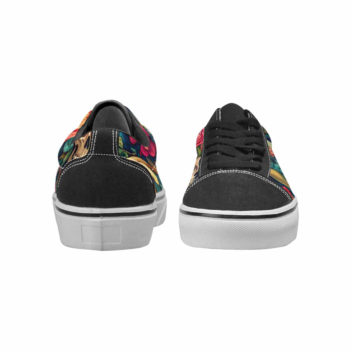 WOMEN'S Skulls  Botanical Skulls Lace-Up Canvas Kaleidoscope Sneakers