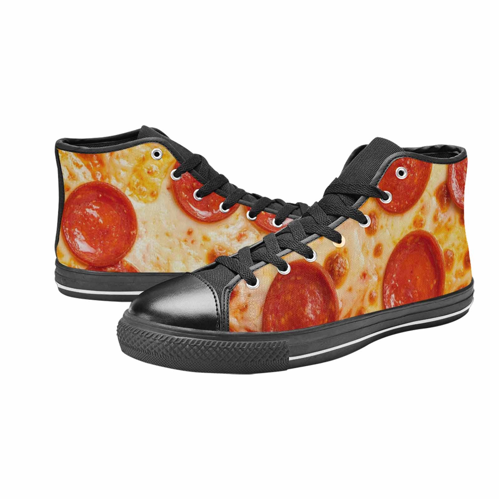 WOMEN'S Pepperoni Pizza Print High Top Canvas Grunge Shoes