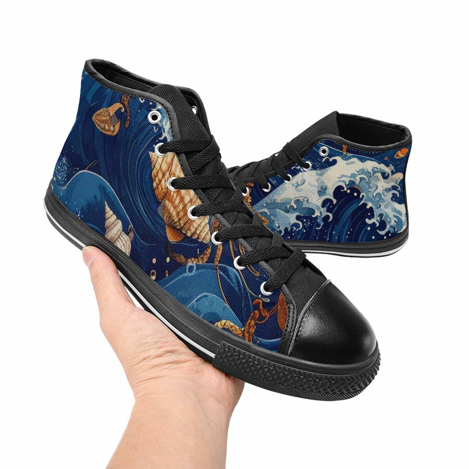 MEN'S Ocean Wave High Top Canvas Surreal Custom Shoes
