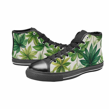 MEN'S Seven-Point Palmate Leaf High Top Canvas Vibrant Chaos Sneakers